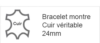 Bracelet montre cuir 24mm