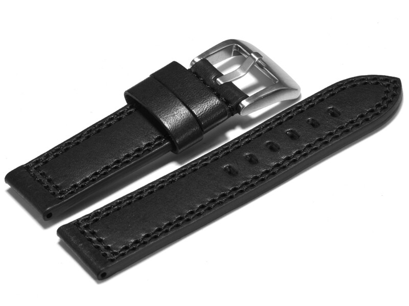 Bracelet Montre Cuir Noir Coutures Ton Sur Ton Mm Mm Mm