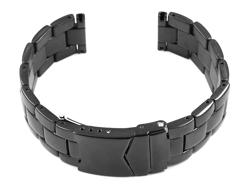 Bracelet montre métalacier inoxmassifnoir poli20mm