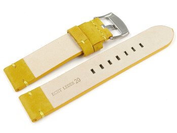 Bracelet montre cuir Veluro jaune sans coussinet 18mm 20mm 22mm 24mm