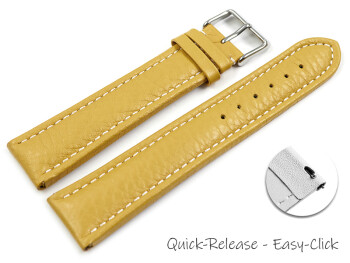 Bracelet montre à dégagement rapide cuir de veau grainé jaune wN 18mm 20mm 22mm 24mm