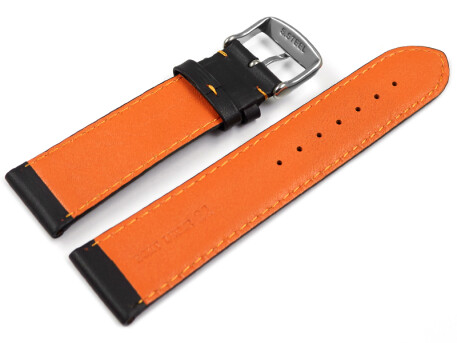 Bracelet de montre en cuir perfor two colors noir orange 18mm 20mm 2