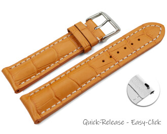 Bracelet montre à dégagement rapide rembourrage épais grain croco orange 18mm 20mm 22mm 24mm