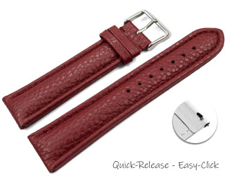 Bracelet montre dégagement rapide cuir grainé bordeaux 18mm 20mm 22mm 24mm 26mm